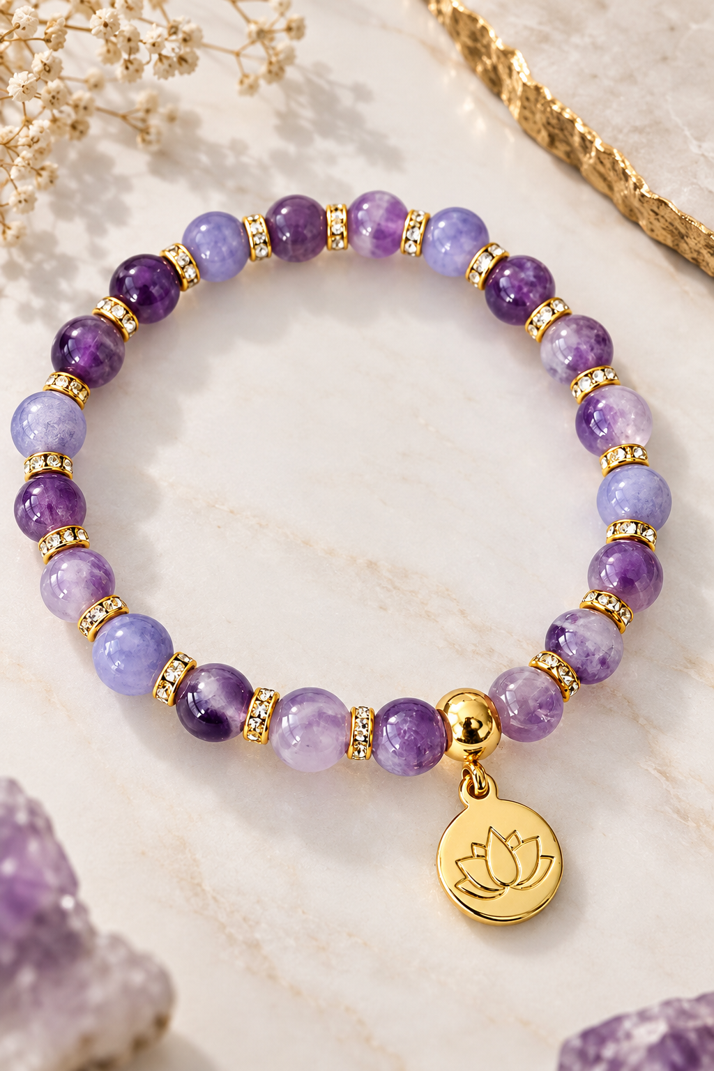 MUSEVAR SERENIA – Rosenquarz & Amethyst Armband