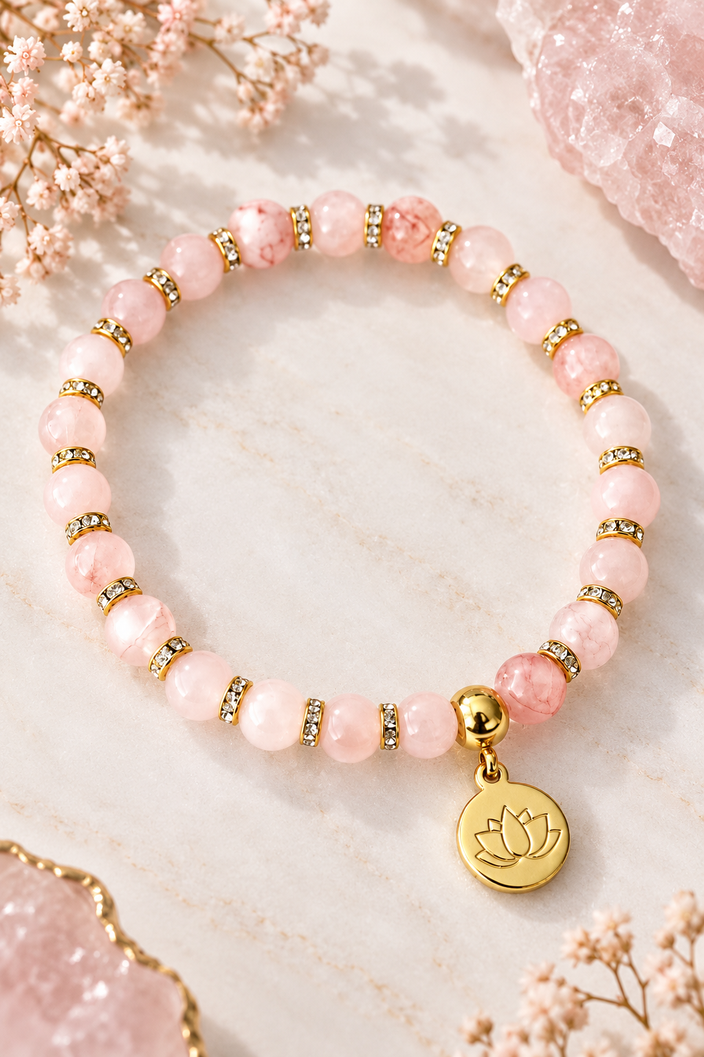 MUSEVAR SERENIA – Rosenquarz & Amethyst Armband