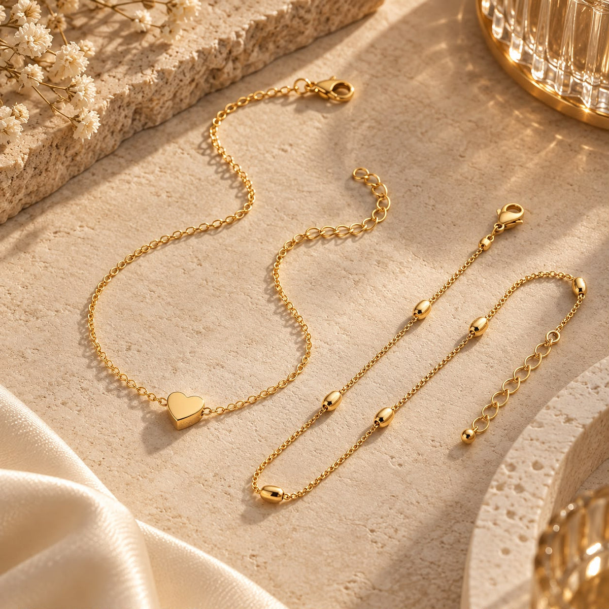 MUSEVAR ÉLIA — Double Heart Anklet